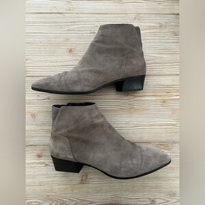 Aquatalia Suede Ankle Boots – Taupe Gray | Size 9.5 (EU 38.5)